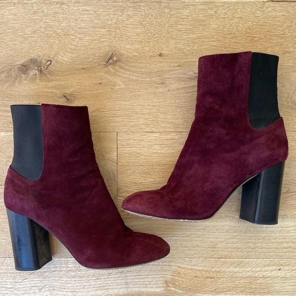 Rag and Bone Agnes Booties Burgundy Suede. - Picture 5 of 9